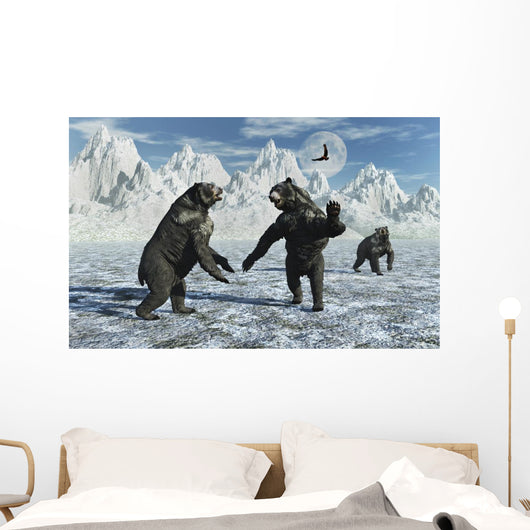 Pair Arctodus Bears Territorial Arctic Wall Decal