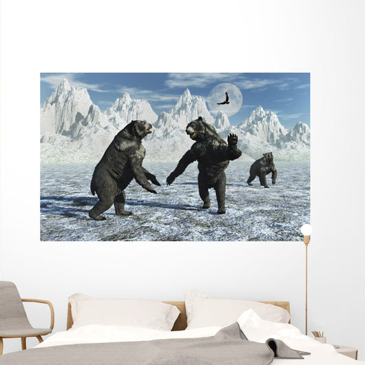 Pair Arctodus Bears Territorial Arctic Wall Decal