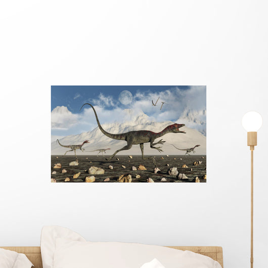 Pack Carnivorous Compsognathus Dinosaurs Wall Decal
