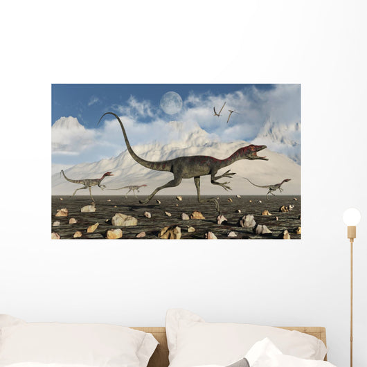 Pack Carnivorous Compsognathus Dinosaurs Wall Decal