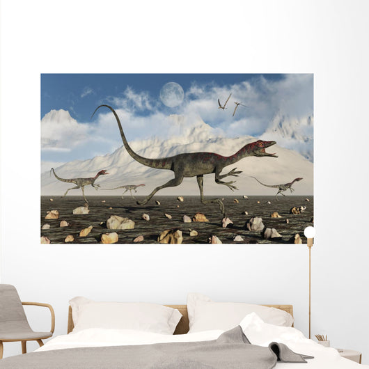 Pack Carnivorous Compsognathus Dinosaurs Wall Decal