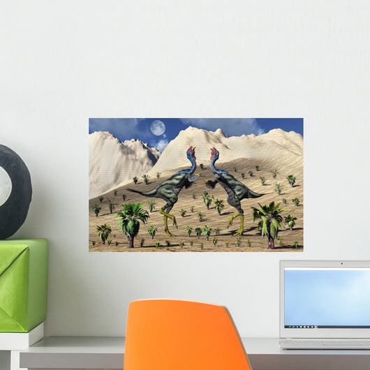 Pair Caudipteryx Feathered Dinosaurs Wall Decal
