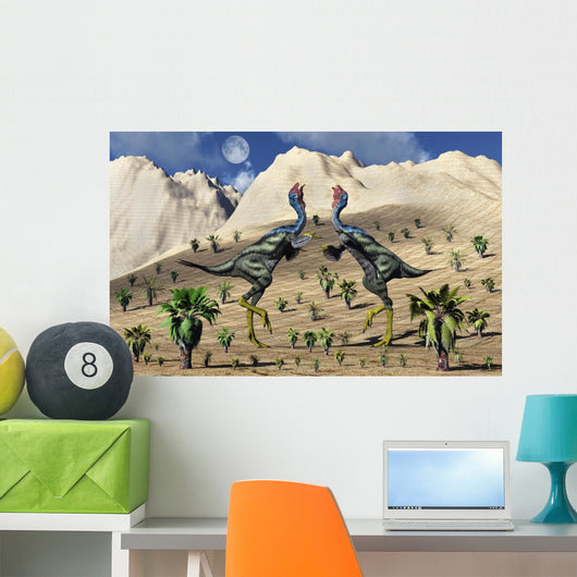 Pair Caudipteryx Feathered Dinosaurs Wall Decal