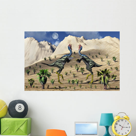 Pair Caudipteryx Feathered Dinosaurs Wall Decal