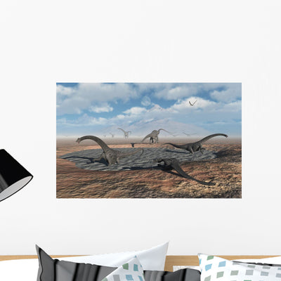 Diplodocus Dinosaurs Caught Deadly Wall Decal shown on a wall