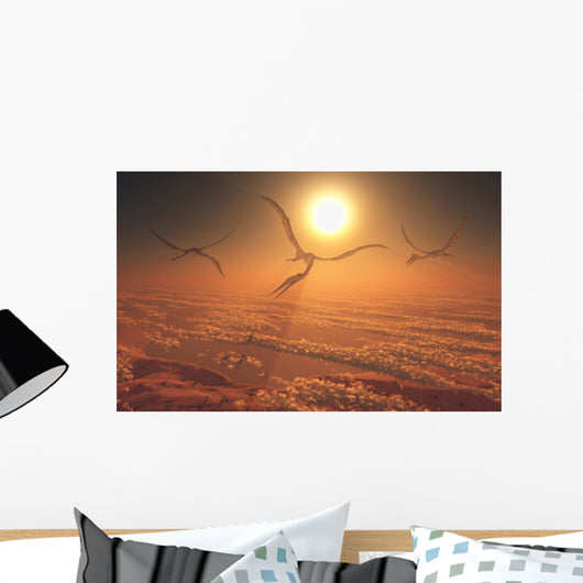 Giant Quetzalcoatlus Pterosaurs Flying Evening Wall Decal