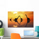 Silhouetted Shapes Sauropod Dinosaurs Evening Wall Decal