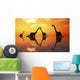 Silhouetted Shapes Sauropod Dinosaurs Evening Wall Decal