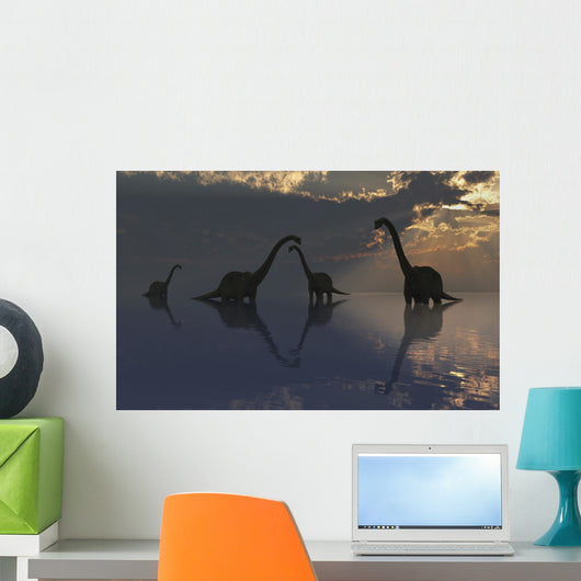 Silhouetted Shapes Sauropod Dinosaurs Wall Decal