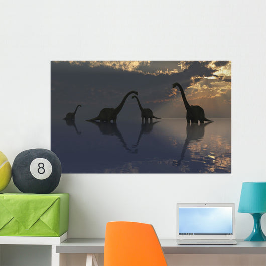 Silhouetted Shapes Sauropod Dinosaurs Wall Decal