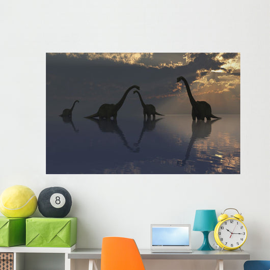 Silhouetted Shapes Sauropod Dinosaurs Wall Decal