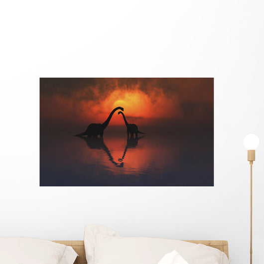 Silhouetted Shapes Sauropod Dinosaurs Pair Wall Decal