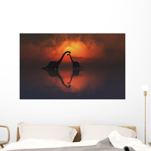 Silhouetted Shapes Sauropod Dinosaurs Pair Wall Decal