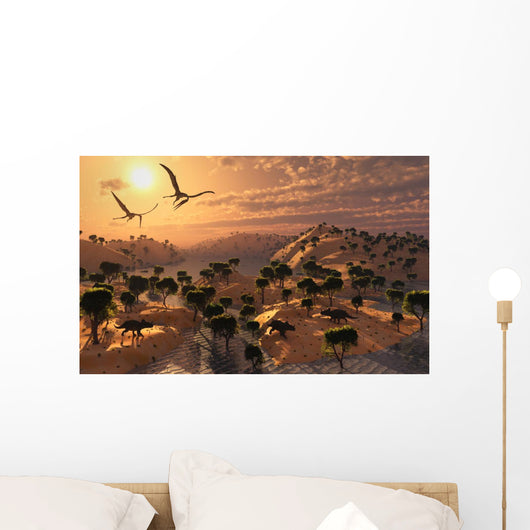 Quetzalcoatlus Pterosaurs Flying Evening Wall Decal