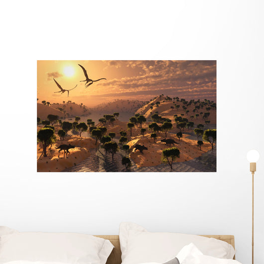 Quetzalcoatlus Pterosaurs Flying Evening Wall Decal