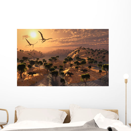 Quetzalcoatlus Pterosaurs Flying Evening Wall Decal