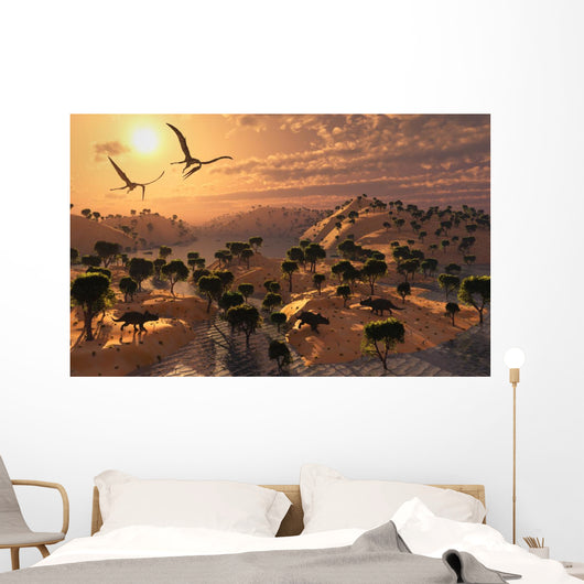 Quetzalcoatlus Pterosaurs Flying Evening Wall Decal