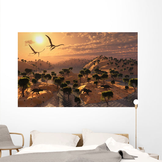 Quetzalcoatlus Pterosaurs Flying Evening Wall Decal