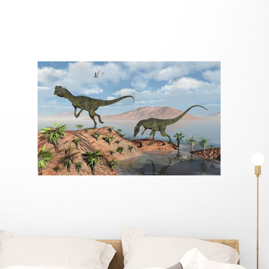 Pair Dilophosaurus Dinosaurs during Wall Decal