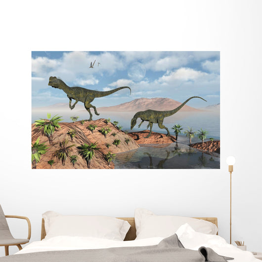 Pair Dilophosaurus Dinosaurs during Wall Decal
