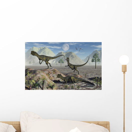 Small Pack Dilophosaurus Dinosaurs Plains Wall Decal