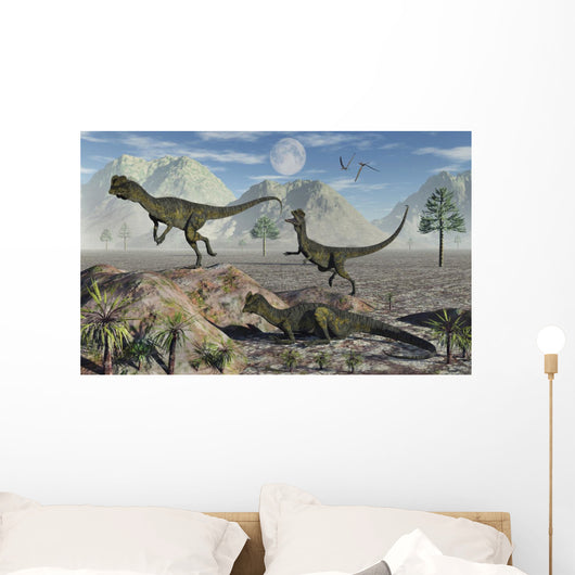 Small Pack Dilophosaurus Dinosaurs Plains Wall Decal