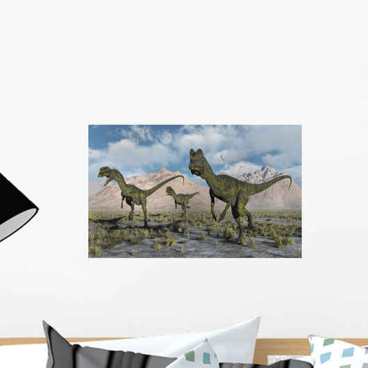 Small Pack Dilophosaurus Dinosaurs Close-up Wall Decal