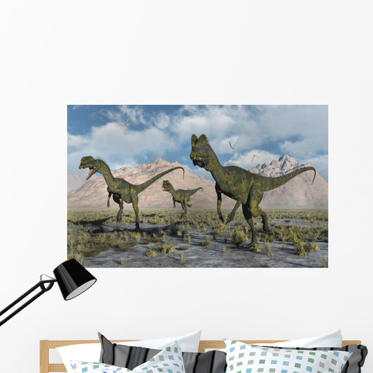 Small Pack Dilophosaurus Dinosaurs Close-up Wall Decal
