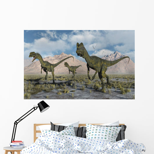 Small Pack Dilophosaurus Dinosaurs Close-up Wall Decal