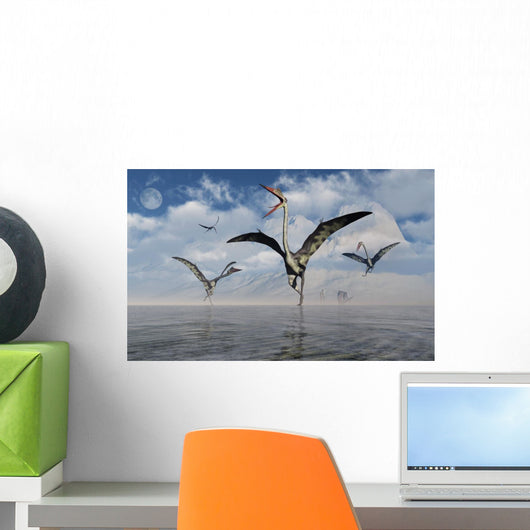 Gathering Large Quetzalcoatlus Pterosaurs Wall Decal