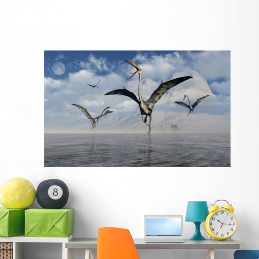 Gathering Large Quetzalcoatlus Pterosaurs Wall Decal