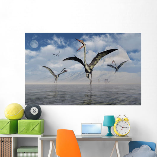 Gathering Large Quetzalcoatlus Pterosaurs Wall Decal