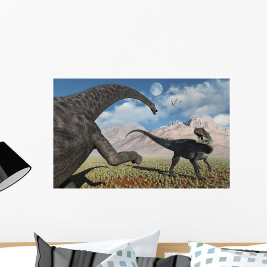 Large Diplodocus Dinosaur Confronting Wall Decal