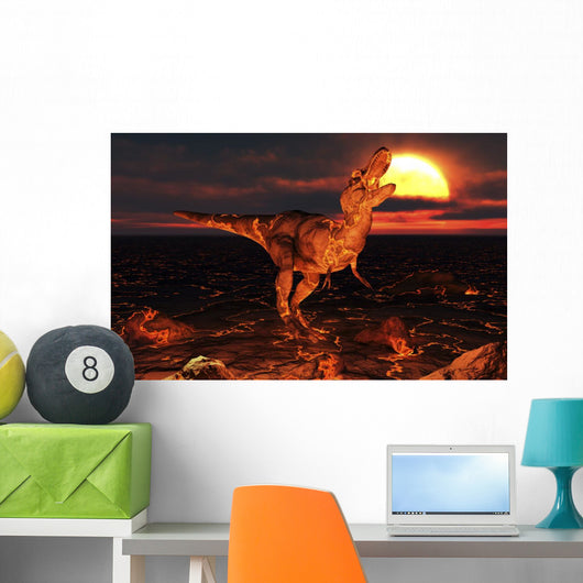 Dinosaur Covered Lava during Wall Decal