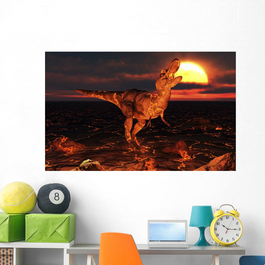 Dinosaur Covered Lava during Wall Decal