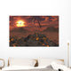 Pterosaurs above Volcanic Landscape Wall Decal