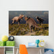 Pair T-rex Dinosaurs Attacking Evening Wall Decal