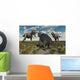 Pair T-rex Dinosaurs Attacking Wall Decal