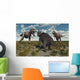 Pair T-rex Dinosaurs Attacking Wall Decal