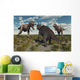 Pair T-rex Dinosaurs Attacking Wall Decal