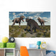Pair T-rex Dinosaurs Attacking Wall Decal