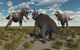 Pair T-rex Dinosaurs Attacking Wall Decal