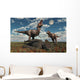 Pair T-rex Dinosaurs Roaring Wall Decal