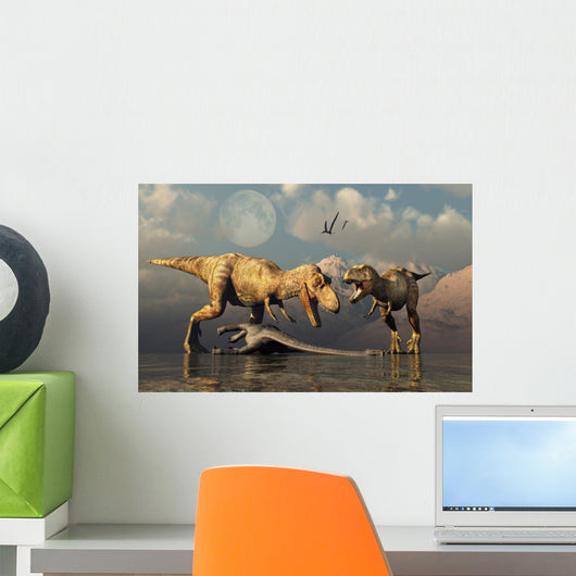 Pair T-rex Dinosaurs Wall Decal