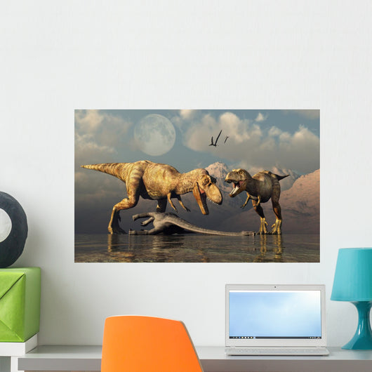 Pair T-rex Dinosaurs Wall Decal