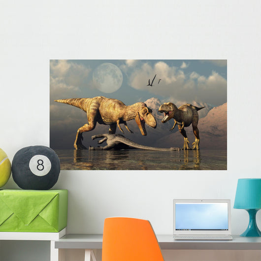 Pair T-rex Dinosaurs Wall Decal