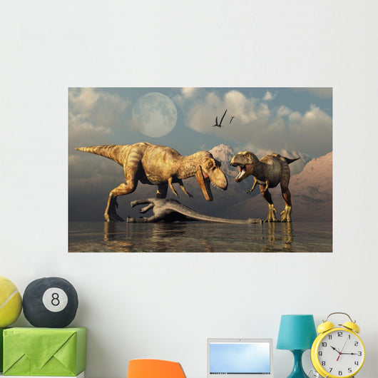 Pair T-rex Dinosaurs Wall Decal
