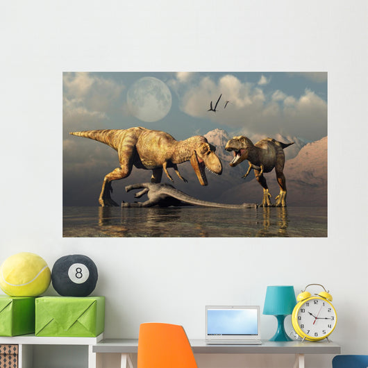 Pair T-rex Dinosaurs Wall Decal