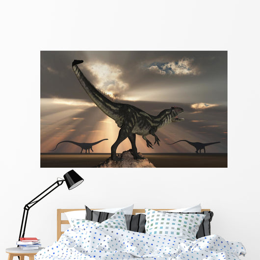 Allosaurus Watching Pair Large Wall Decal