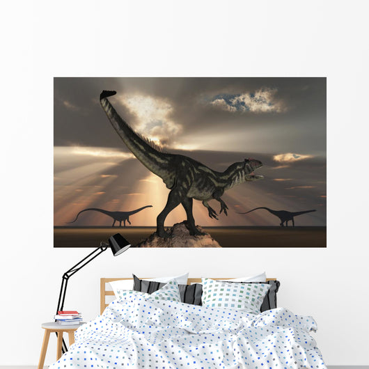 Allosaurus Watching Pair Large Wall Decal